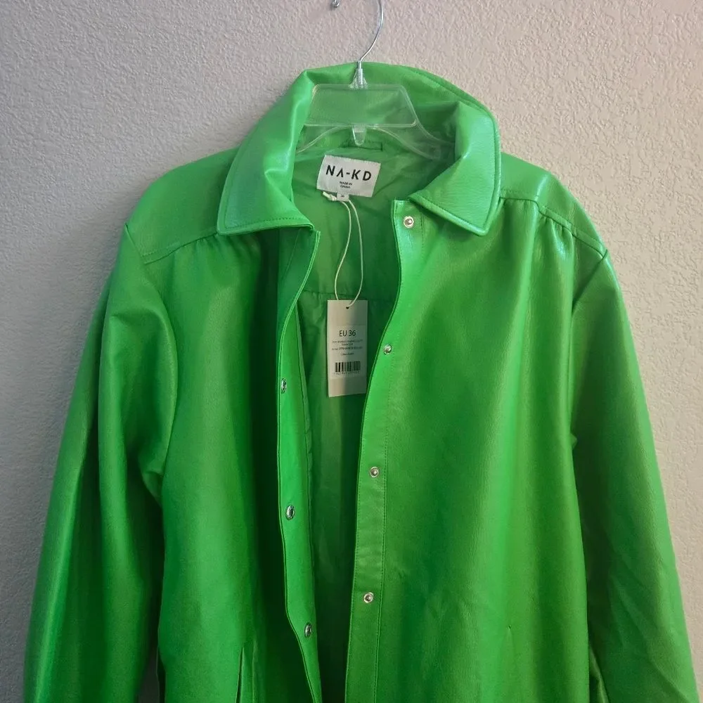 NA-KD Long PU Trench Coat size 36 M 8 US New
